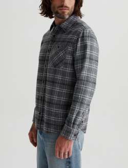 Aiden Shirt Tartan Plaid Grey Multi Classic Long Sleeve Button Up Shirt MENS TOPS Photo 4
