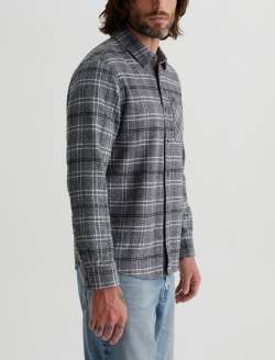 Aiden Shirt Tartan Plaid Grey Multi Classic Long Sleeve Button Up Shirt MENS TOPS Photo 5