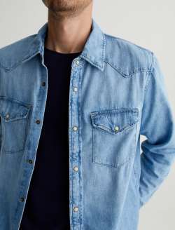Aiden Western Shirt Glisten Classic Denim Shirt MENS TOPS Photo 2