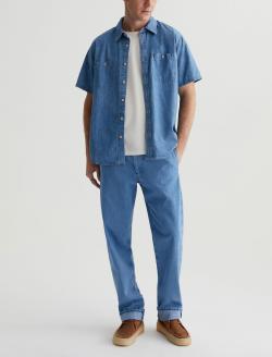 Wayne Short Sleeve Shirt Getty Classic Short Sleeve Denim Shirt MENS TOPS Photo 2