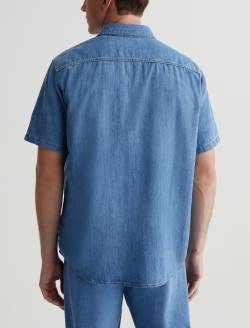 Wayne Short Sleeve Shirt Getty Classic Short Sleeve Denim Shirt MENS TOPS Photo 6