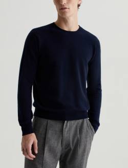 Beck Crew Navy Night Classic Long Sleeve Crew Neck Cashmere Sweater MENS TOPS Photo 2