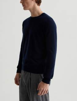 Beck Crew Navy Night Classic Long Sleeve Crew Neck Cashmere Sweater MENS TOPS Photo 3