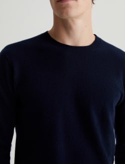 Beck Crew Navy Night Classic Long Sleeve Crew Neck Cashmere Sweater MENS TOPS Photo 4