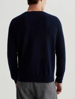 Beck Crew Navy Night Classic Long Sleeve Crew Neck Cashmere Sweater MENS TOPS Photo 7