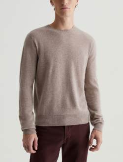 Beck Crew Urban Taupe Classic Long Sleeve Crew Neck Cashmere Sweater MENS TOPS Photo 2