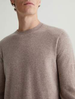 Beck Crew Urban Taupe Classic Long Sleeve Crew Neck Cashmere Sweater MENS TOPS Photo 4