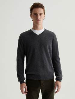 Beck Vee Legendary Grey Classic Long Sleeve Vee Neck Cashmere Sweater MENS TOPS Photo 2