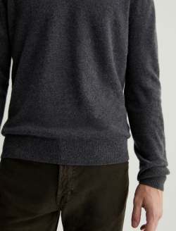 Beck Vee Legendary Grey Classic Long Sleeve Vee Neck Cashmere Sweater MENS TOPS Photo 3