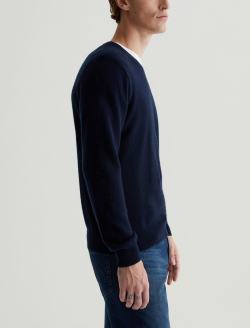 Beck Vee Navy Night Classic Long Sleeve Vee Neck Cashmere Sweater MENS TOPS Photo 3
