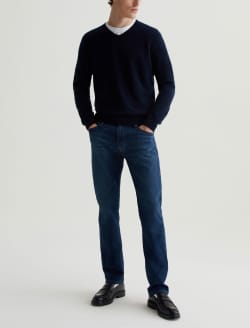 Beck Vee Navy Night Classic Long Sleeve Vee Neck Cashmere Sweater MENS TOPS Photo 6