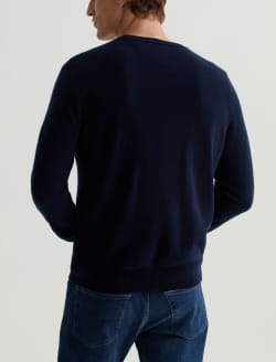 Beck Vee Navy Night Classic Long Sleeve Vee Neck Cashmere Sweater MENS TOPS Photo 7