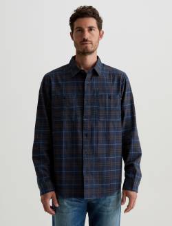 Wayne Work Shirt Navy Multi Relaxed Fit MENS TOPS Photo 2