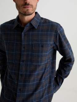 Wayne Work Shirt Navy Multi Relaxed Fit MENS TOPS Photo 3