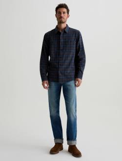 Wayne Work Shirt Navy Multi Relaxed Fit MENS TOPS Photo 5
