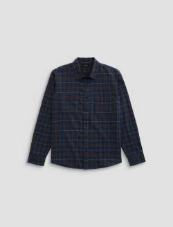 Wayne Work Shirt Navy Multi Relaxed Fit MENS TOPS Photo 1