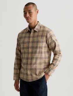 Wayne Work Shirt Tan Multi Relaxed Fit MENS TOPS Photo 6