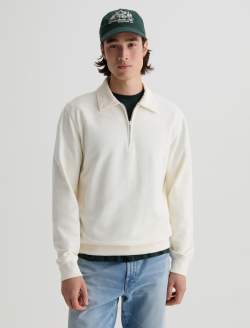 Ethan Zip Sweatshirt Ivory Dust Quarter Zip Pullover MENS TOPS Photo 2