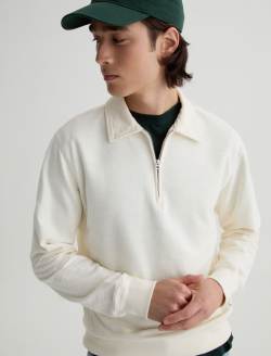 Ethan Zip Sweatshirt Ivory Dust Quarter Zip Pullover MENS TOPS Photo 3