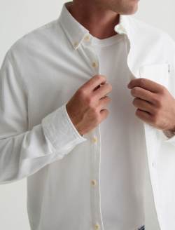 Aiden Dress Shirt White Classic  Long Sleeve Button Up Shirt MENS TOPS Photo 3