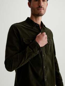 Aiden Utility Corduroy Shirt Sulfur Dried Cedar Classic Button Up Corduroy Shirt MENS TOPS Photo 3