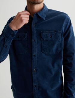 Aiden Utility Corduroy Shirt Sulfur Marine Haze Classic Button Up Corduroy Shirt MENS TOPS Photo 2