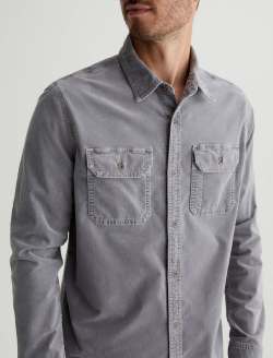 Aiden Utility Corduroy Shirt Sulfur Tuscany Stone Classic Button Up Corduroy Shirt MENS TOPS Photo 2