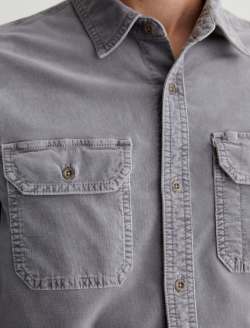 Aiden Utility Corduroy Shirt Sulfur Tuscany Stone Classic Button Up Corduroy Shirt MENS TOPS Photo 5