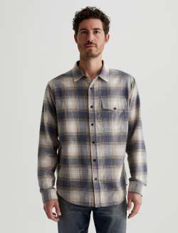 Wesley Shirt Shadow Plaid Dark Grey Multi Relaxed Long Sleeve MENS TOPS Photo 2