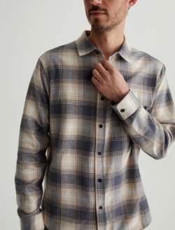 Wesley Shirt Shadow Plaid Dark Grey Multi Relaxed Long Sleeve MENS TOPS Photo 3