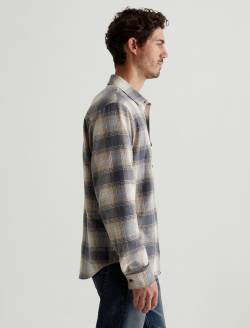 Wesley Shirt Shadow Plaid Dark Grey Multi Relaxed Long Sleeve MENS TOPS Photo 4