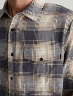 Wesley Shirt Shadow Plaid Dark Grey Multi Relaxed Long Sleeve MENS TOPS Photo 6