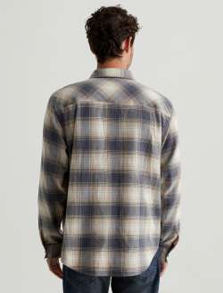 Wesley Shirt Shadow Plaid Dark Grey Multi Relaxed Long Sleeve MENS TOPS Photo 8