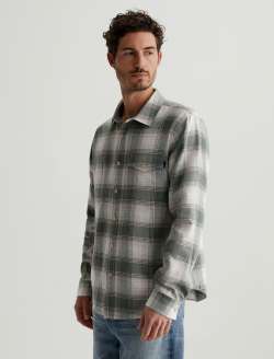 Wesley Shirt Shadow Plaid Green Multi Relaxed Long Sleeve MENS TOPS Photo 4