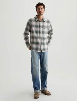Wesley Shirt Shadow Plaid Green Multi Relaxed Long Sleeve MENS TOPS Photo 5