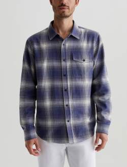 Wesley Shirt Shadow Plaid Navy Multi Relaxed Long Sleeve MENS TOPS Photo 2
