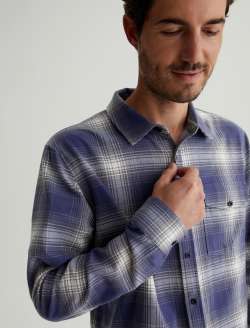 Wesley Shirt Shadow Plaid Navy Multi Relaxed Long Sleeve MENS TOPS Photo 3