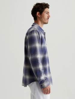 Wesley Shirt Shadow Plaid Navy Multi Relaxed Long Sleeve MENS TOPS Photo 4