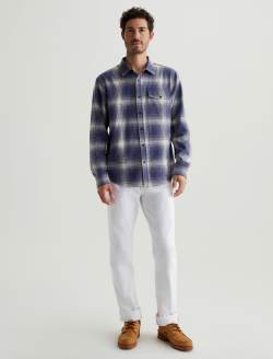 Wesley Shirt Shadow Plaid Navy Multi Relaxed Long Sleeve MENS TOPS Photo 5