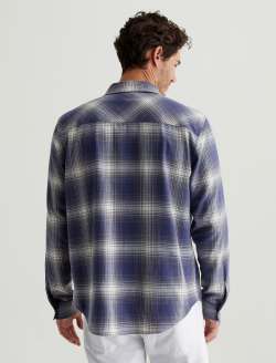 Wesley Shirt Shadow Plaid Navy Multi Relaxed Long Sleeve MENS TOPS Photo 8