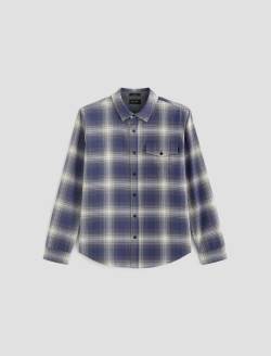 Wesley Shirt Shadow Plaid Navy Multi Relaxed Long Sleeve MENS TOPS Photo 1
