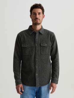 Wesley Utility Shirt Heather Charcoal Relaxed Long Sleeve MENS TOPS Photo 2