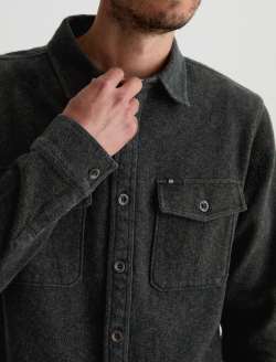 Wesley Utility Shirt Heather Charcoal Relaxed Long Sleeve MENS TOPS Photo 3