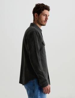 Wesley Utility Shirt Heather Charcoal Relaxed Long Sleeve MENS TOPS Photo 4