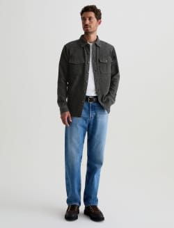 Wesley Utility Shirt Heather Charcoal Relaxed Long Sleeve MENS TOPS Photo 5