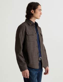 Wesley Utility Shirt Tweedy Houndstooth Maroon Multi Relaxed Long Sleeve MENS TOPS Photo 4