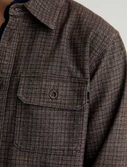 Wesley Utility Shirt Tweedy Houndstooth Maroon Multi Relaxed Long Sleeve MENS TOPS Photo 6