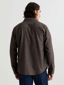 Wesley Utility Shirt Tweedy Houndstooth Maroon Multi Relaxed Long Sleeve MENS TOPS Photo 8