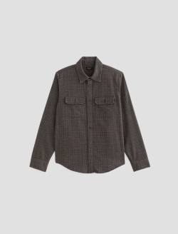 Wesley Utility Shirt Tweedy Houndstooth Maroon Multi Relaxed Long Sleeve MENS TOPS Photo 1