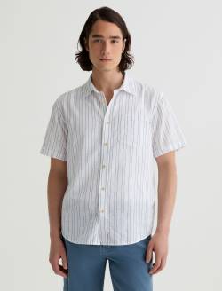 Wesley Short Sleeve Shirt Micro Blue/White Stripe Relaxed Button-Up Shirt MENS TOPS Photo 2